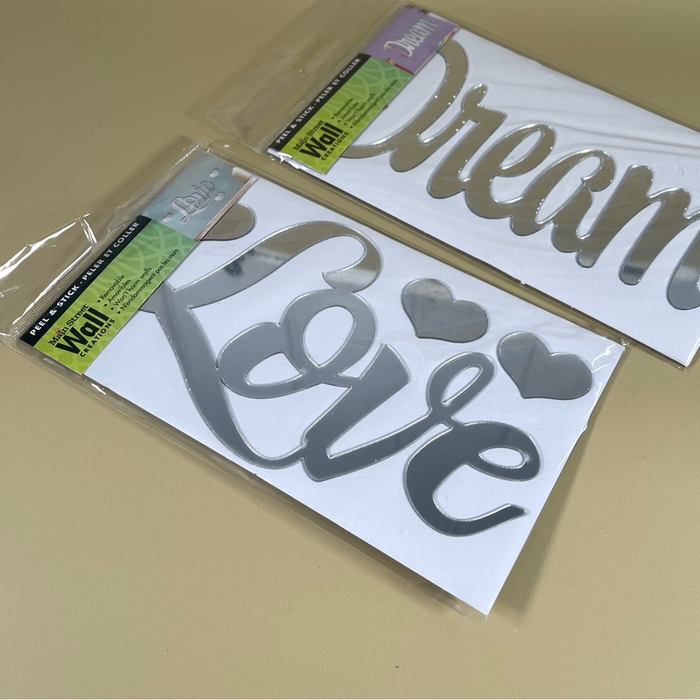 NWT Love & Dream Cursive  Mirrored Acrylic Wall Decals